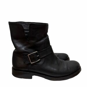 FRYE Natalie Engineer Leather Buckle Ankle Boots Size 7.5 Black Western Barn